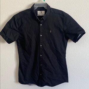 Father & Son Stretch Slim Fit  Men's Black Short Sleeve Shirt Size XL